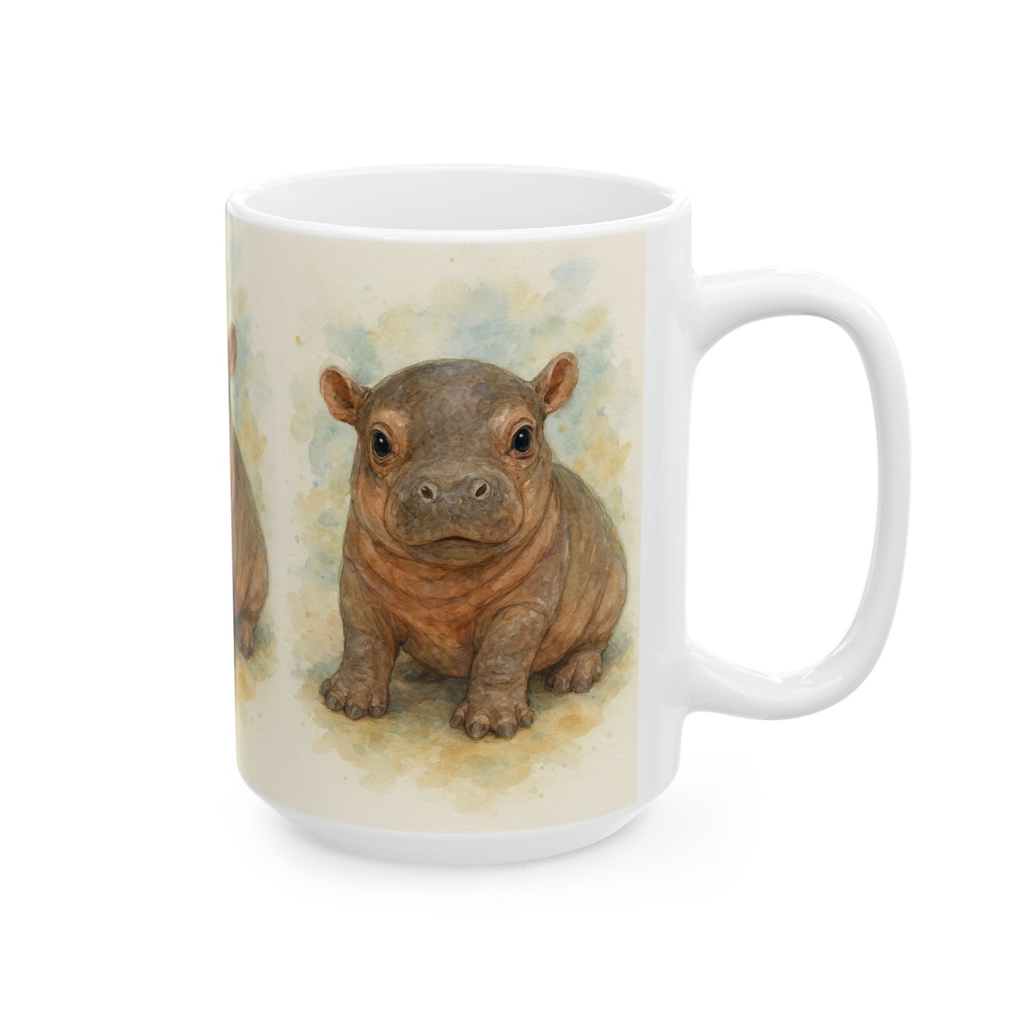 Baby Hippo Accent Coffee Mug, Animal Lover Gift, Unique Ceramic Mug, Coffee Cup for Birthdays, Home Decor, Cute Gifts