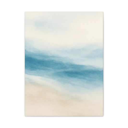 Blue Watercolor Ocean Canvas Print 2- Matte Stretched Wall Art