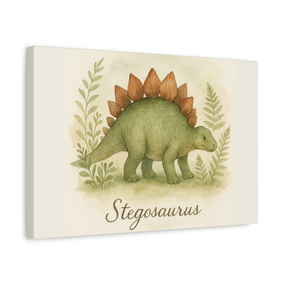 Stegosaurus Canvas Wall Art — Watercolor Dino Print for Nursery & Kids’ Room