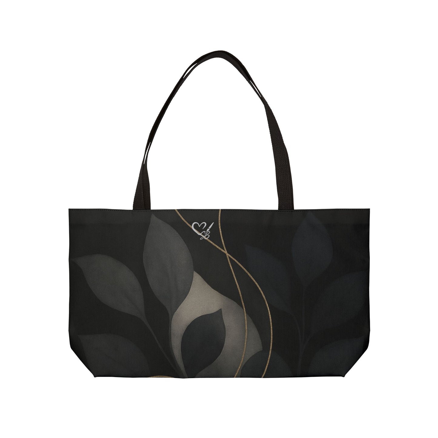 Shirley-2025 Colección Artisan Luxe - Bolso de Viaje Weekender — Bolso de Viaje Elegante de Hoja Negra y Enredadera Dorada