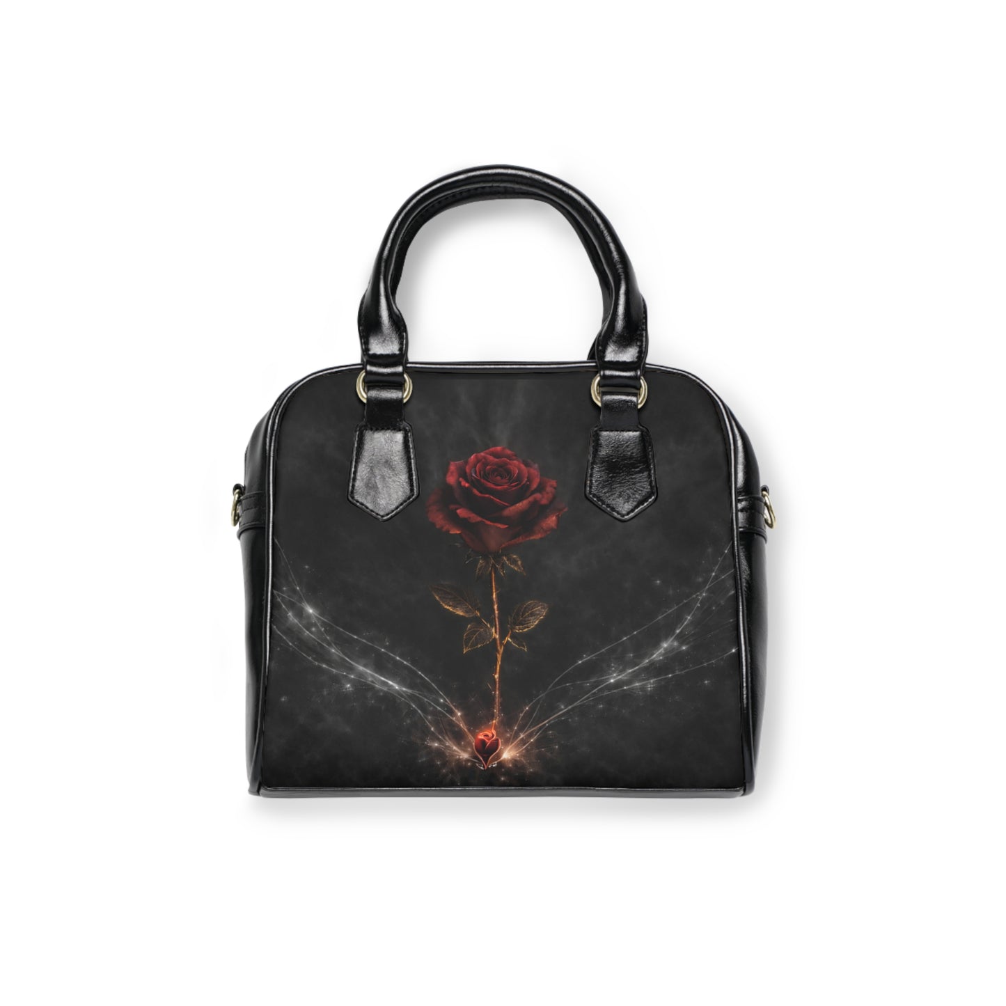 Florecimiento Eterno - Bolso de Hombro Rosa Roja Gótica – Cartera Floral de Romance Oscuro