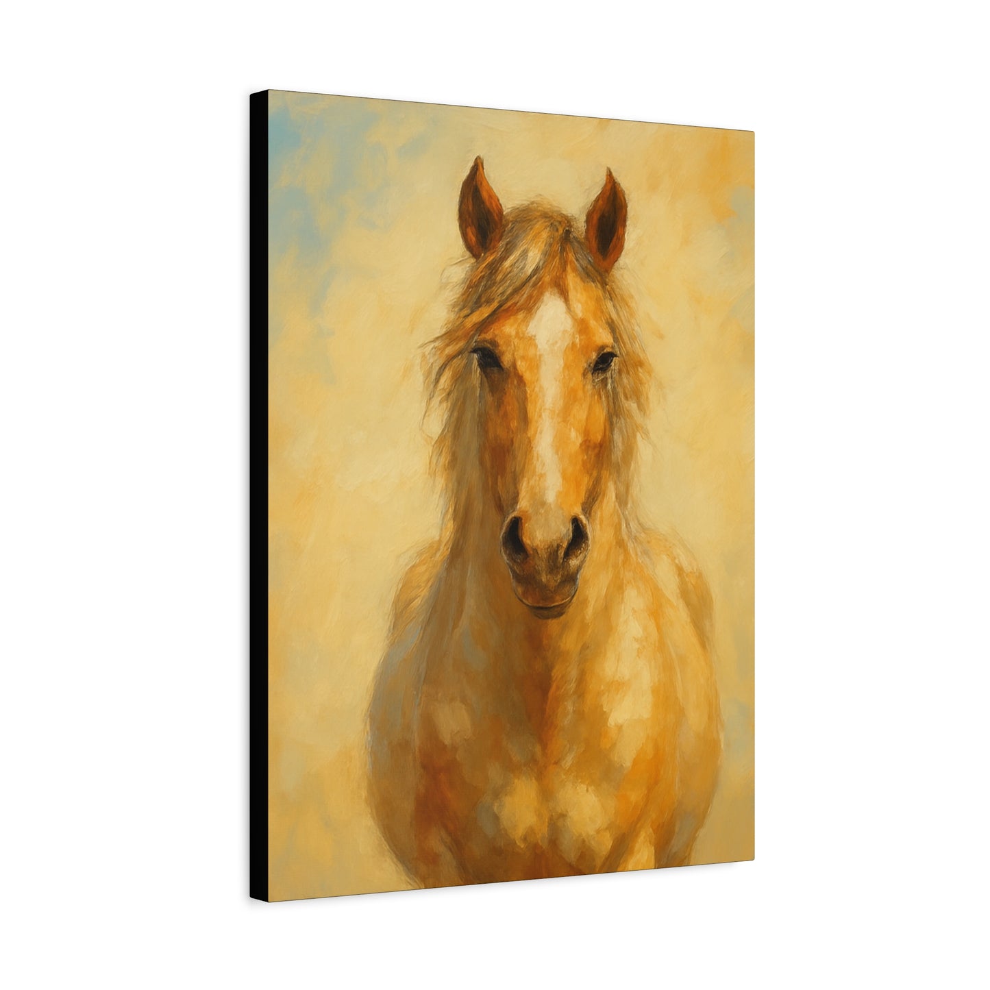 Retrato de caballo dorado en lienzo - Cuadro decorativo mate estirado
