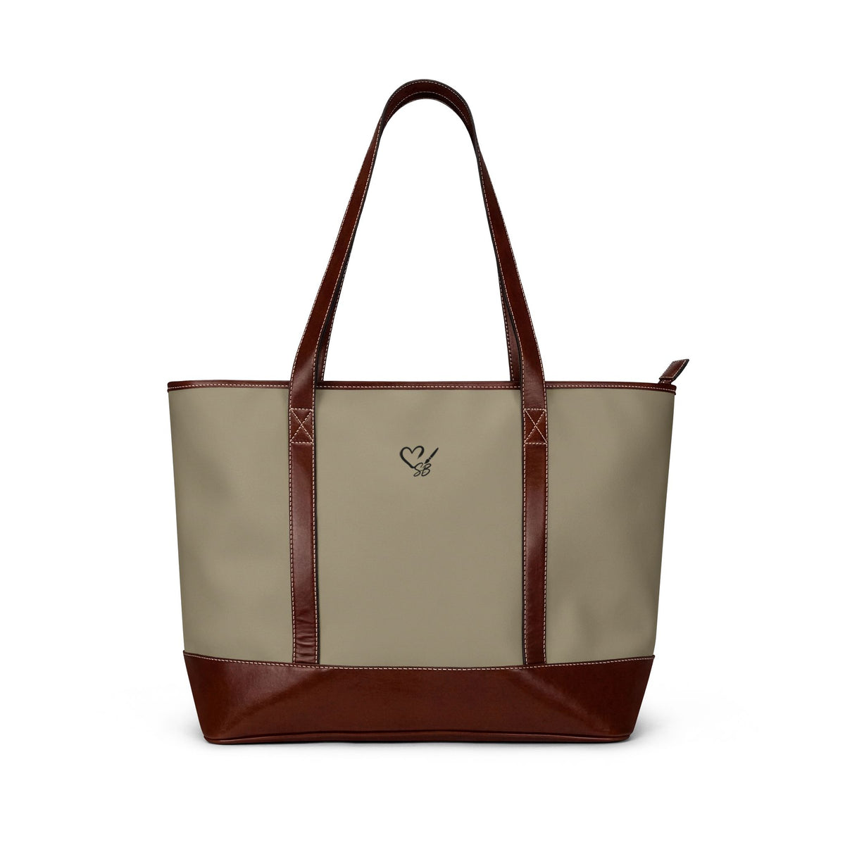 - Elegant Floral Canvas Handbag with White Flower Print