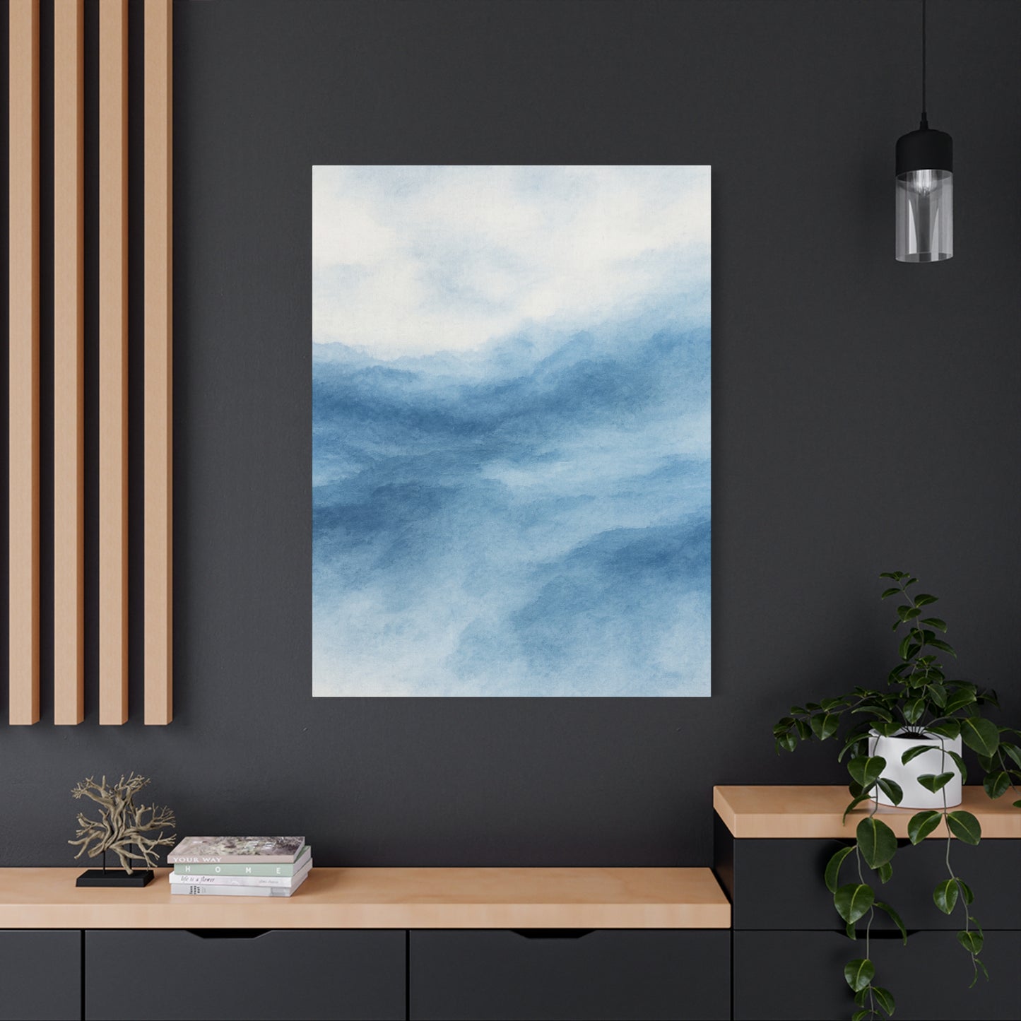 Lienzo Impreso "Océano de Acuarela Azul" 1 - Arte de Pared Estirado Mate