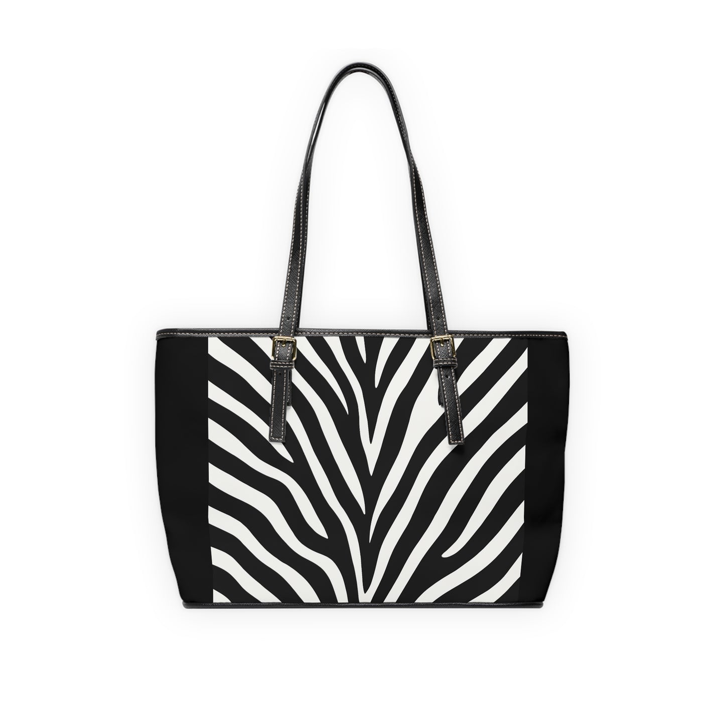 Zebra Print PU Leather Shoulder Bag — Black & White Animal Print Tote