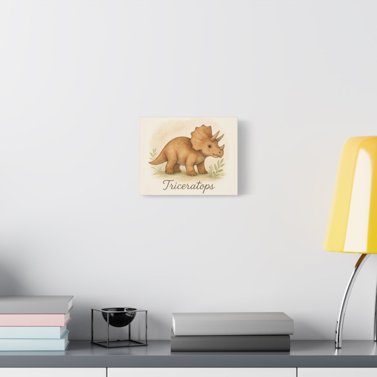 Triceratops Canvas Wall Art — Cute Nursery Dinosaur Print