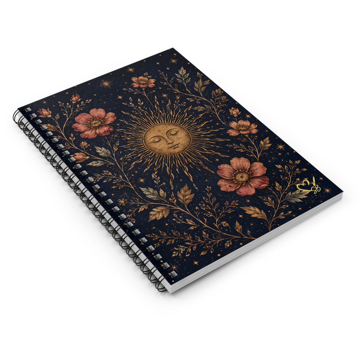 Celestial Sunflower Spiral Notebook — Ruled Floral Sun Journal