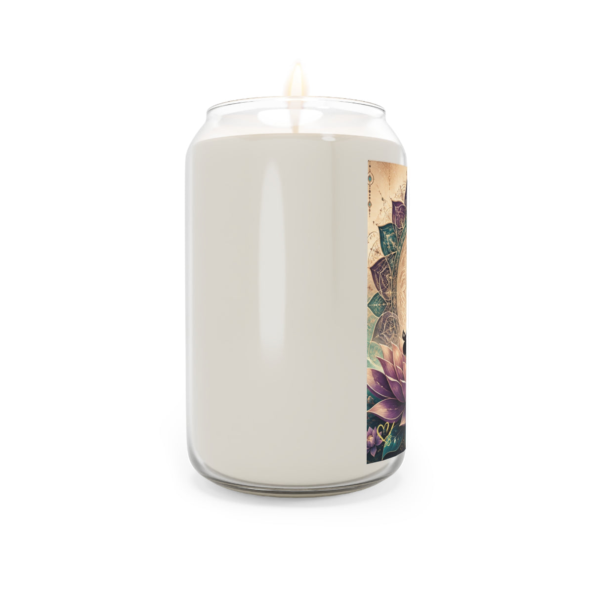 Chakra Meditation Soy Candle — 13.75oz Scented Jar (Lotus & Om Design)