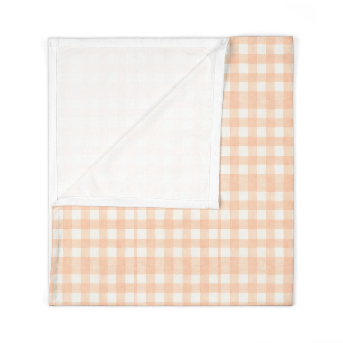 Peach Gingham Baby Swaddle Blanket — Soft Lightweight Newborn Wrap