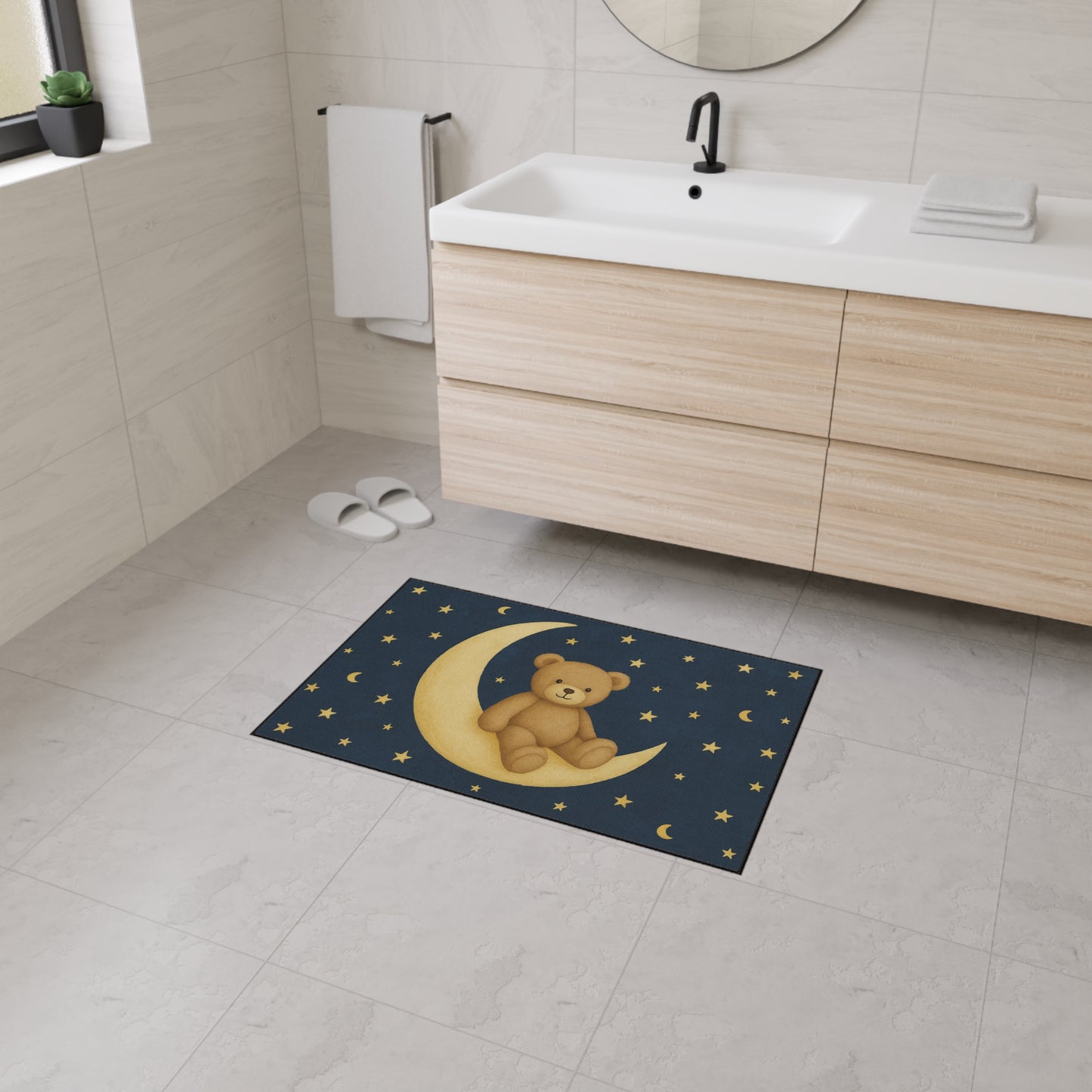 A la Luna – Alfombrilla resistente para suelo Starfield | Alfombra de juego y guardería Celestial