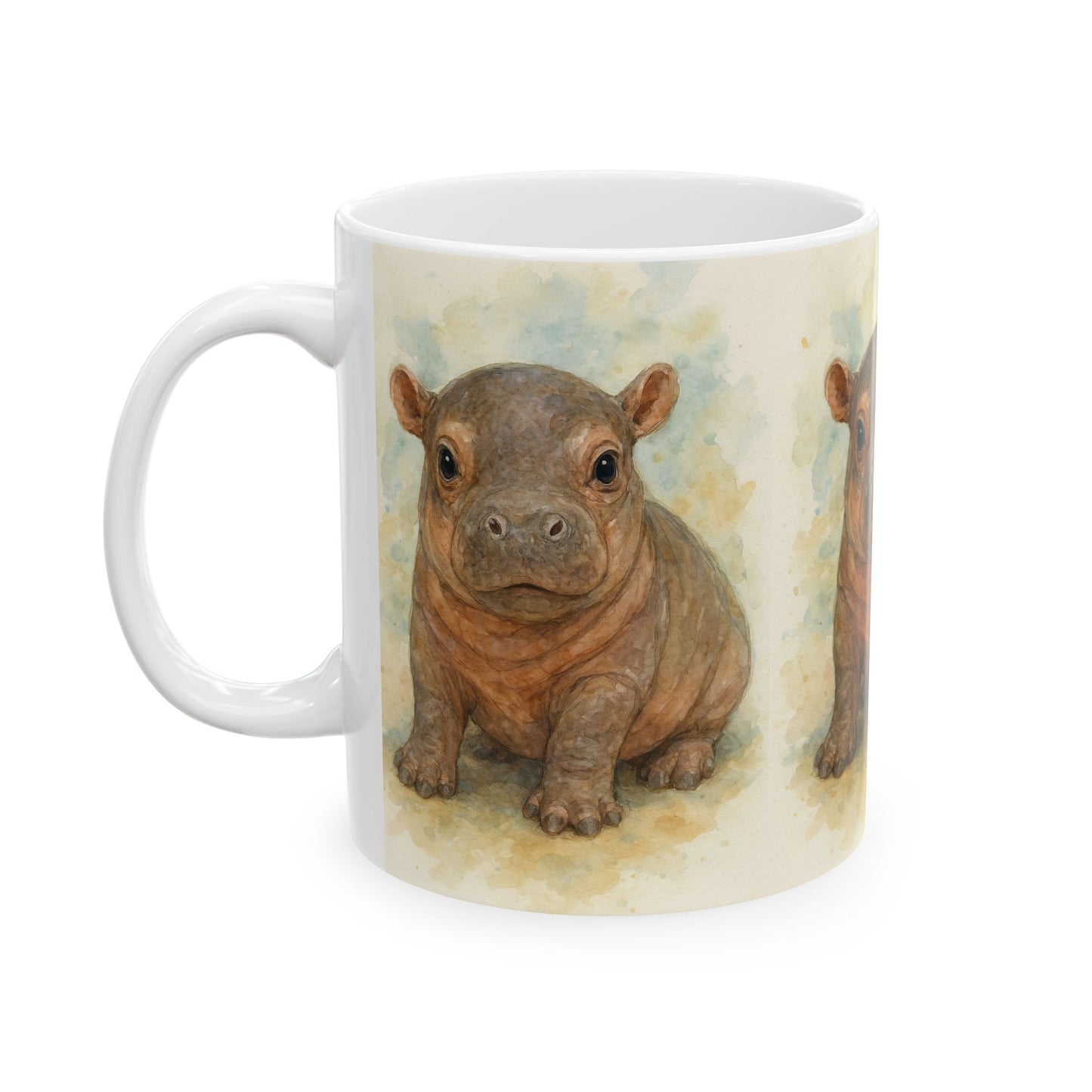 Baby Hippo Accent Coffee Mug, Animal Lover Gift, Unique Ceramic Mug, Coffee Cup for Birthdays, Home Decor, Cute Gifts
