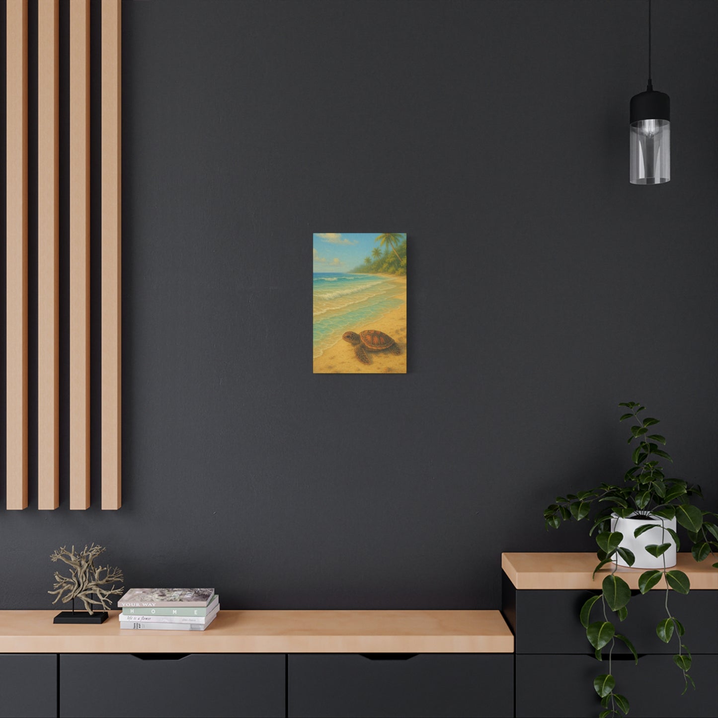 Lienzo de pared tortuga marina para playa — Decoración tropical costera para guardería