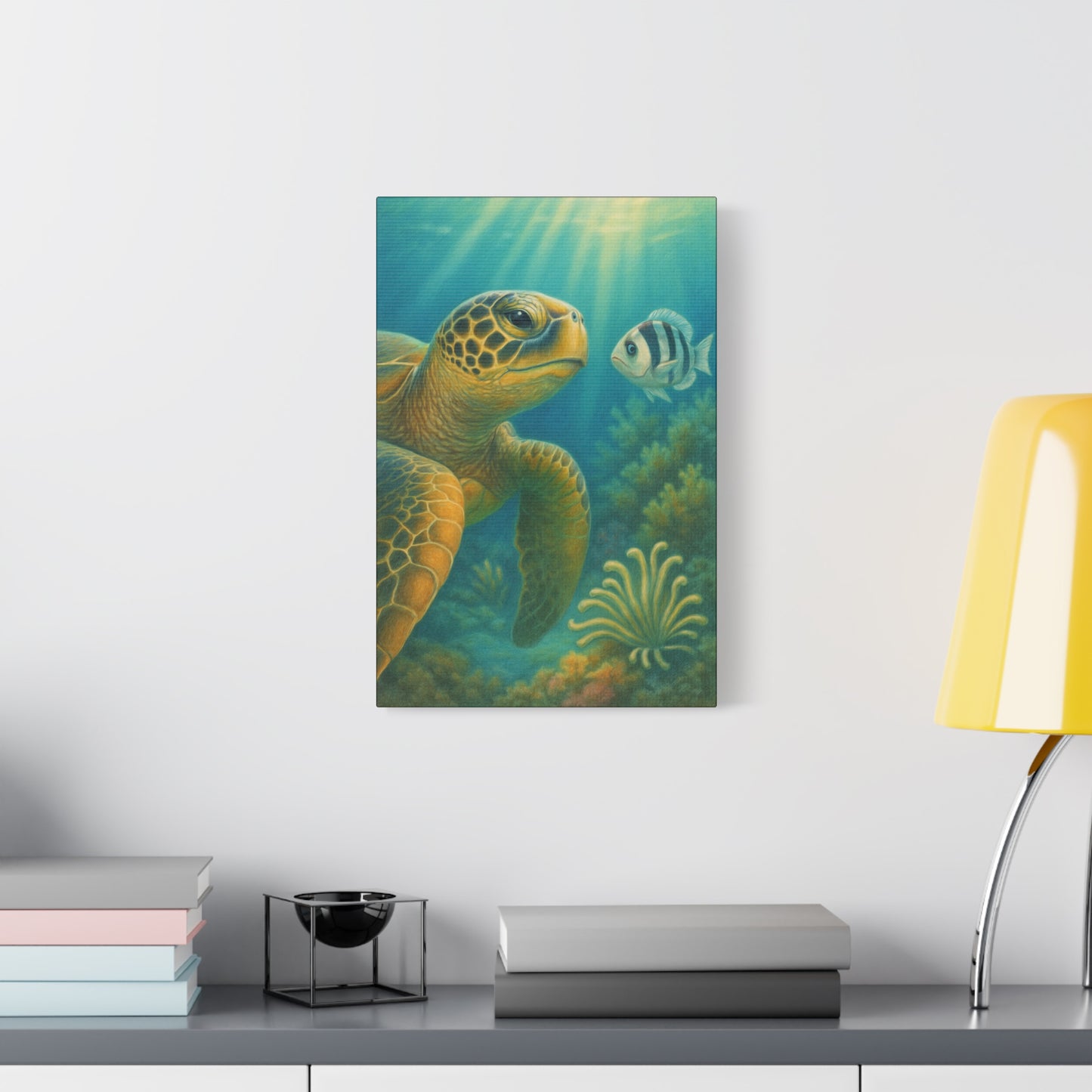 Sea Turtle Underwater Canvas Art – Matte Stretched Wall Decor
