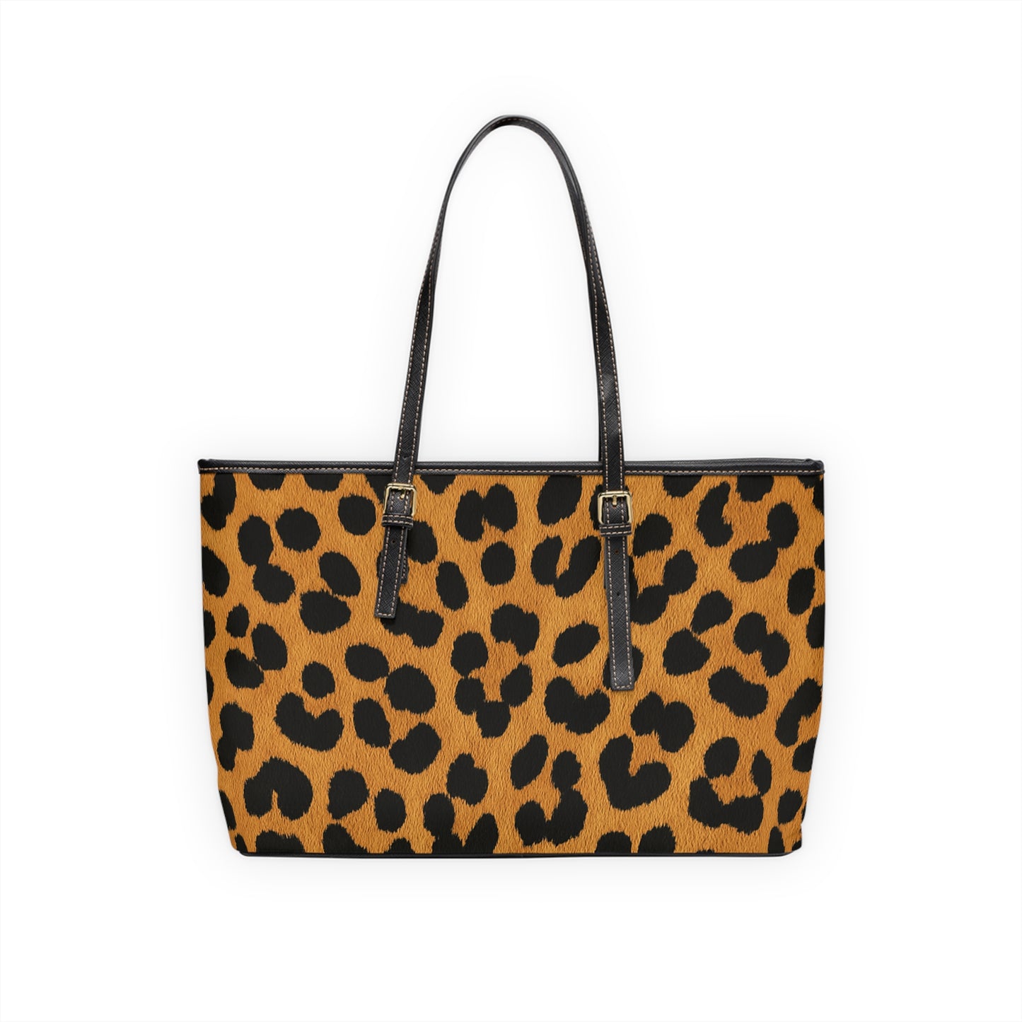Bolso de hombro de cuero sintético con estampado de guepardo