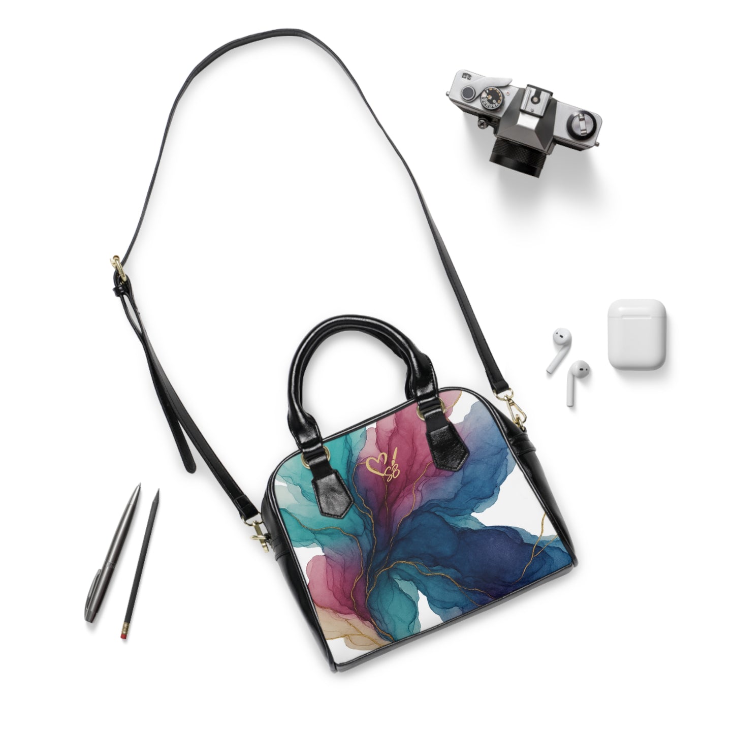 Heather-2025 Colección Artisan Luxe - Bolso de hombro — Bolso tote con espiral de acuarela colorida