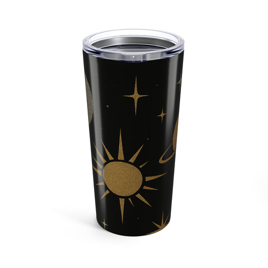 Celestial Night 20oz Tumbler — Gold Moon & Stars Insulated Travel Cup